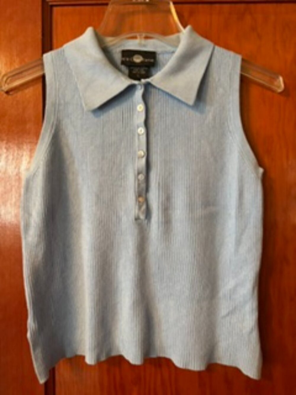 Vintage Y2K Preppy It's Our Time Sleeveless Ribbed Knit Polo Collar Top